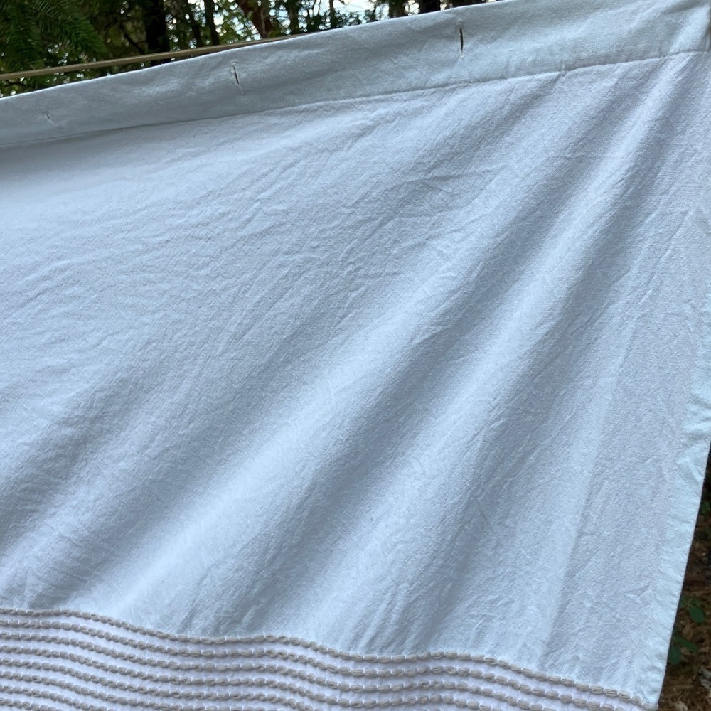 Caro Home 100% cotton shower curtain with woven accent blue, gray, white perfect - Picture 3 of 11